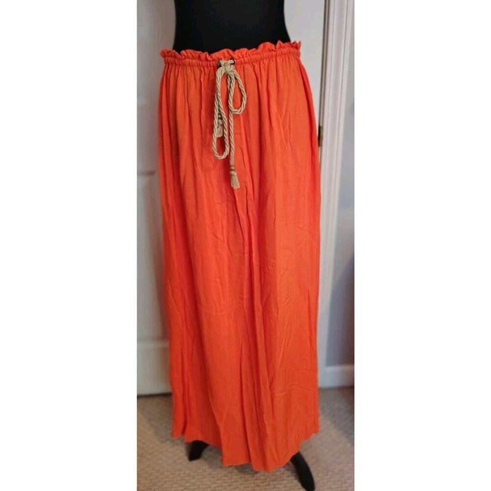 Sofia by Sofia Vergara Tangerine Orange Maxi Skirt Size S 100% Rayon Boho - Picture 3 of 10